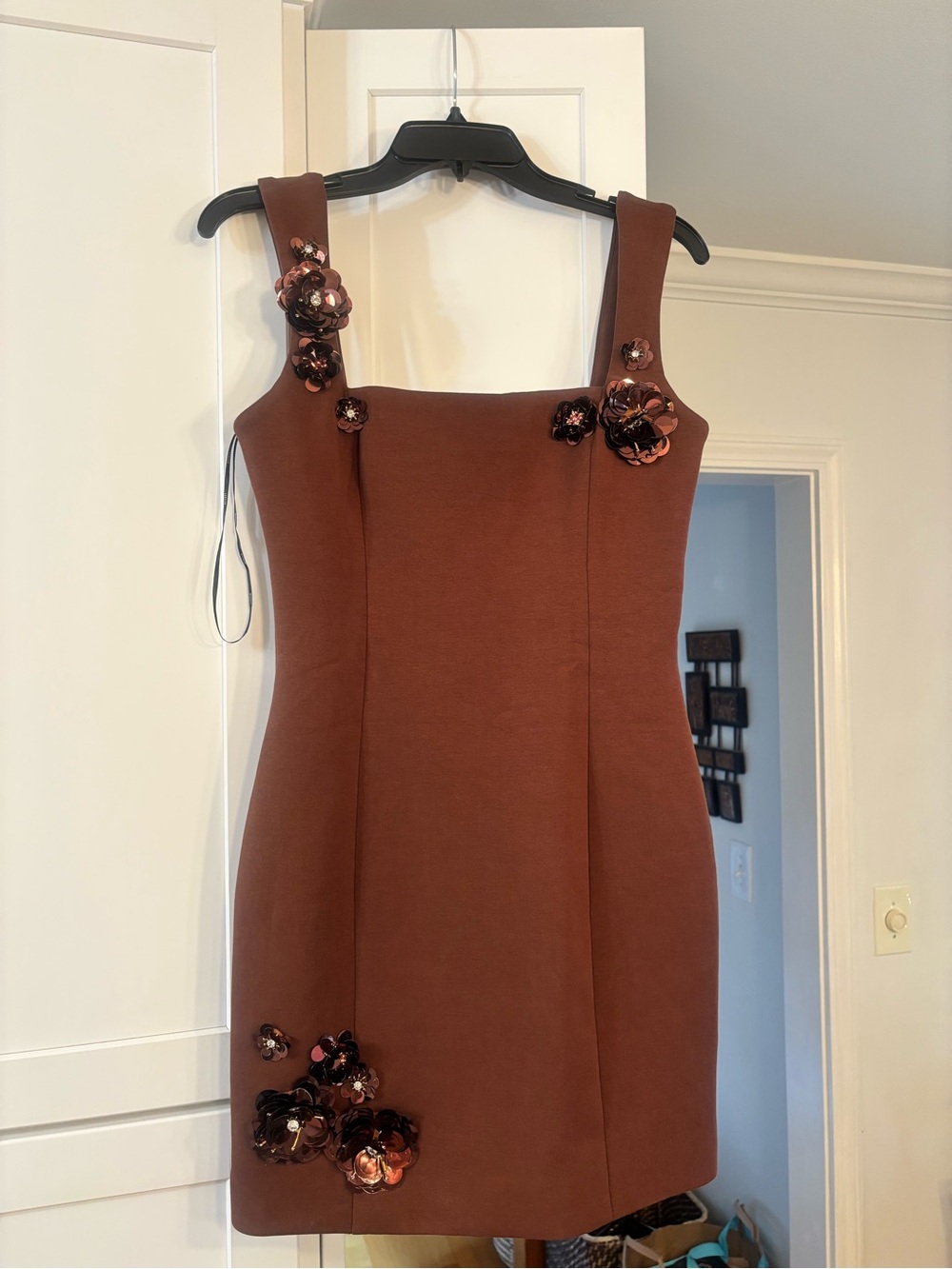 Elliatt Emma Floral Appliqué Cocktail Minidress in brown mahogany - Picture 5 of 9